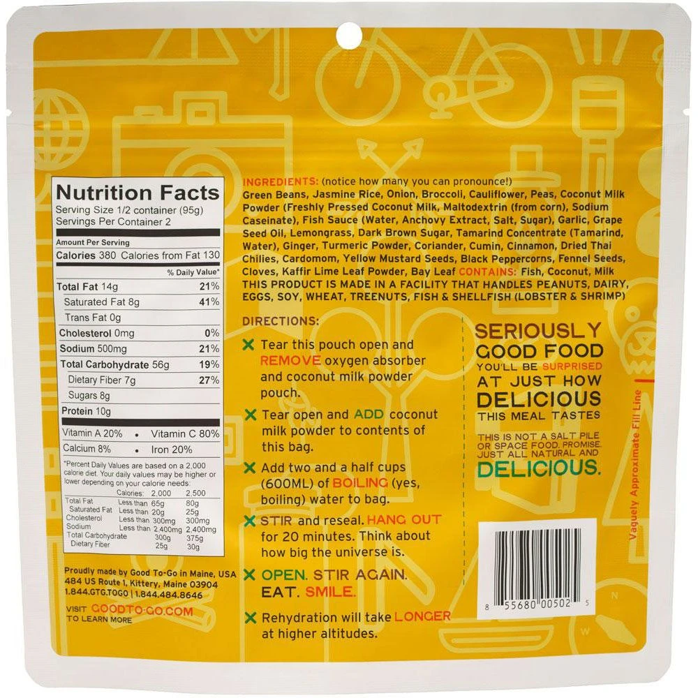 Good To-Go Thai Curry Dehydrated Meal 4 Good To-Go Thai Curry Dehydrated Meal - Image 2