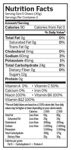 PROBAR Bolt Berry Blast Organic Energy Chews - 12-Pack -Outdoor Camping Store probar bolt berryblast nutritionpanel 1