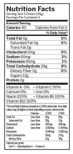 PROBAR Bolt Raspberry Organic Energy Chews - 12-Pack -Outdoor Camping Store probar bolt raspberry nutritionpanel 1